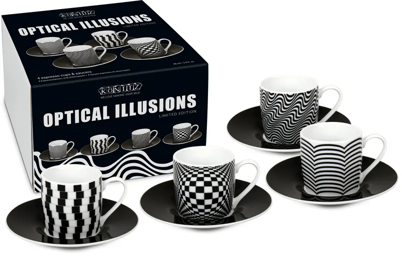 4-Piece Espresso Set in Gift Box Optical Illusions