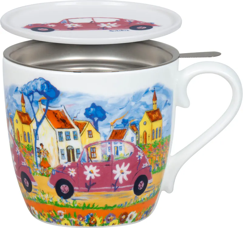 Mug with Lid & Strainer City Girl by Portchie