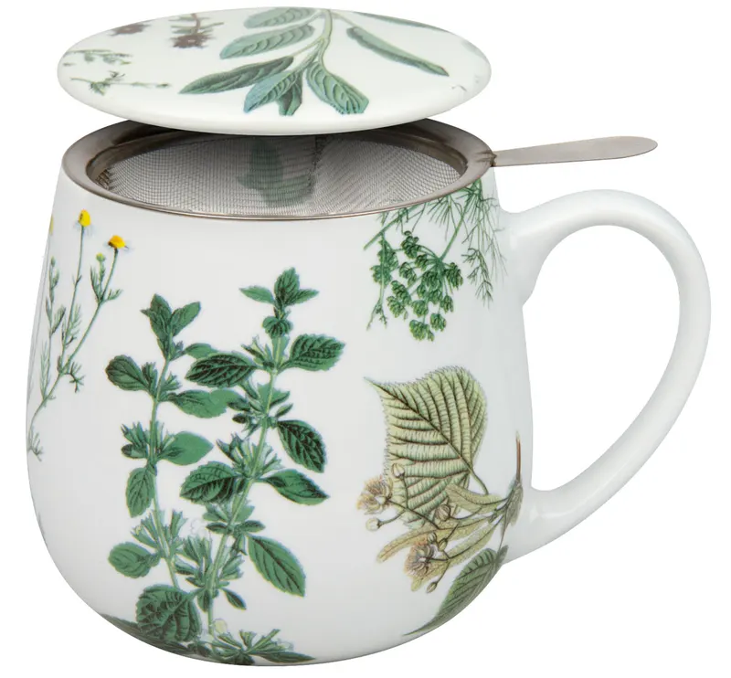Snuggle Mug with Strainer & Lid My favourite tea herbs