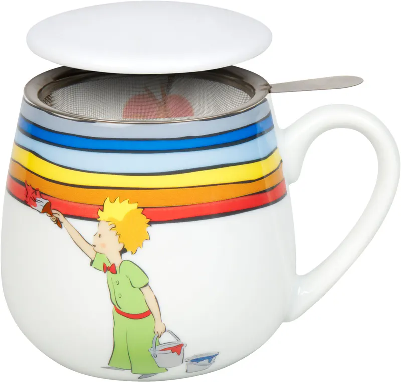 Tea Mug with Strainer, Lid & Sleeve Le Petit Prince Rainbow