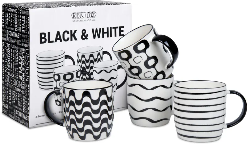 Black & White set of 4 with Gift Box