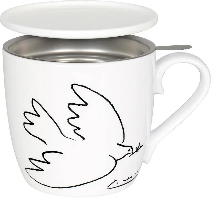 Tea Mug with Strainer, Lid & Sleeve Picasso - La Colombe de la paix