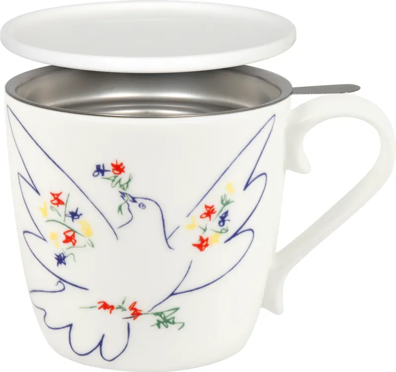 Tea Mug with Strainer, Lid & Sleeve Picasso La Colombe Du Festival