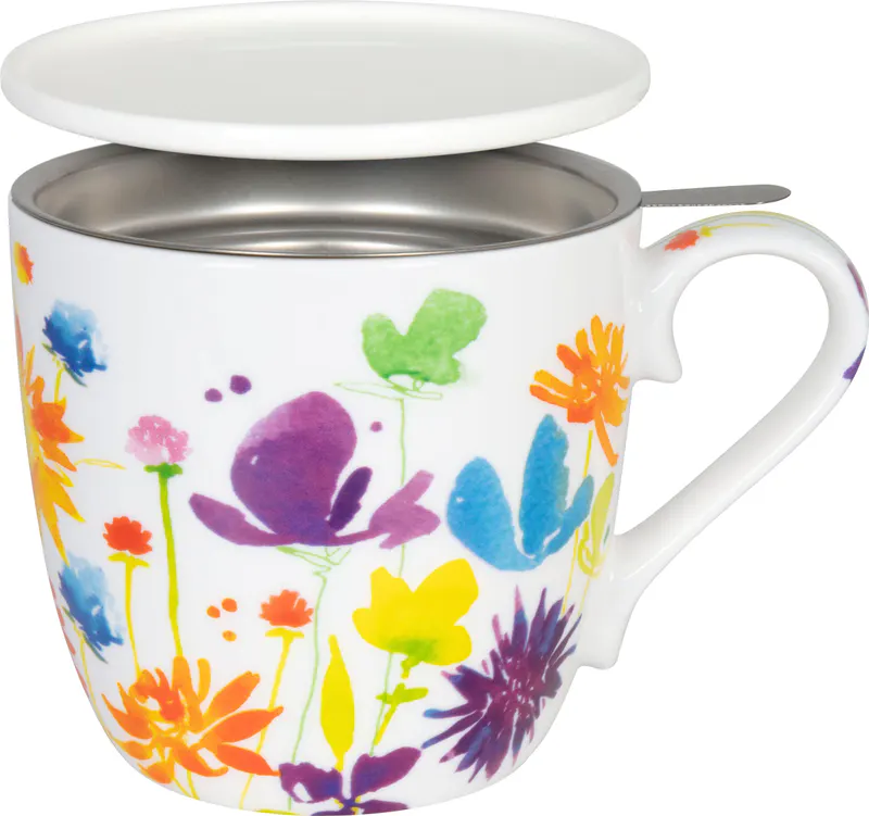 Tea Mug with Strainer, Lid & Sleeve Victoria Lowe - Full Bloom