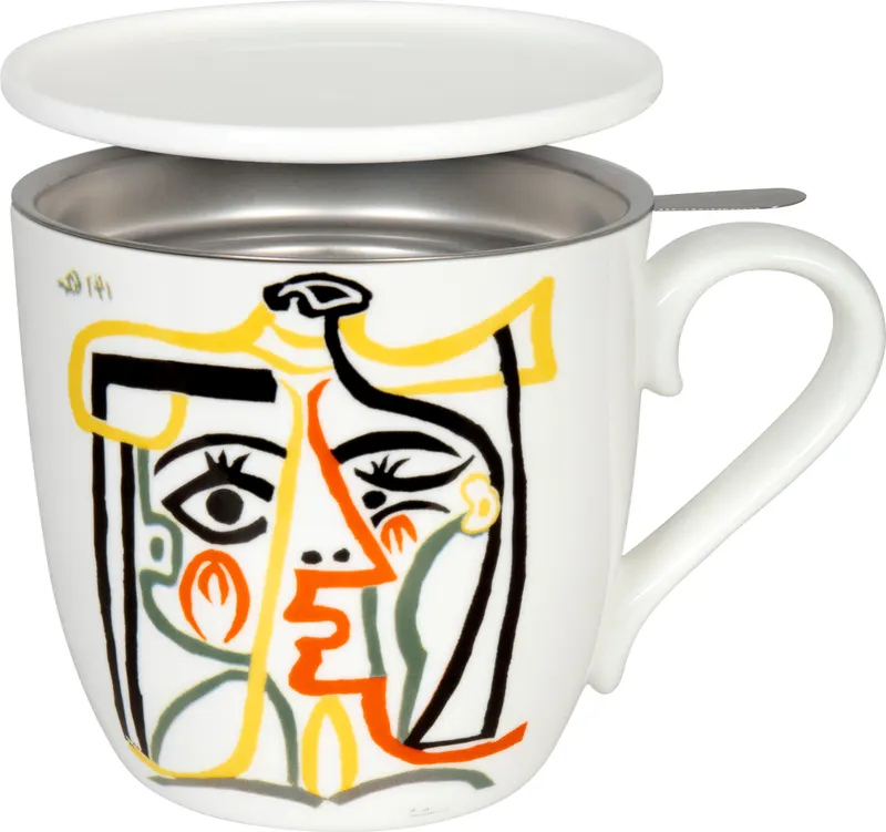 Tea Mug with Strainer, Lid & Sleeve Picasso Jaqueline with hat