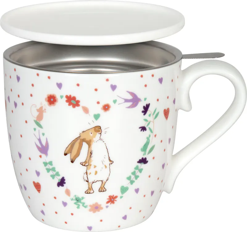 Tea Mug with Strainer, Lid & Sleeve GHMILY -little Valentine
