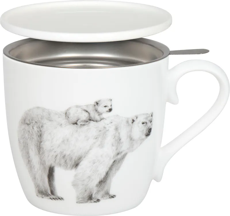 Tea Mug with Strainer, Lid & Sleeve Amazing Animals - Polar Bear
