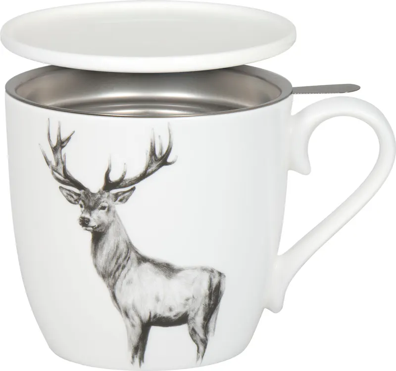 Tea Mug with Strainer, Lid & Sleeve Amazing Animals - Stag