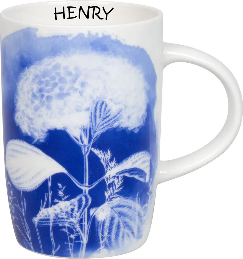 Personalized Mug Cyan Blue Hydrangea