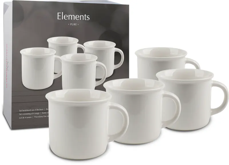 Set of 4 Mugs & Gift Box Elements - Pure White