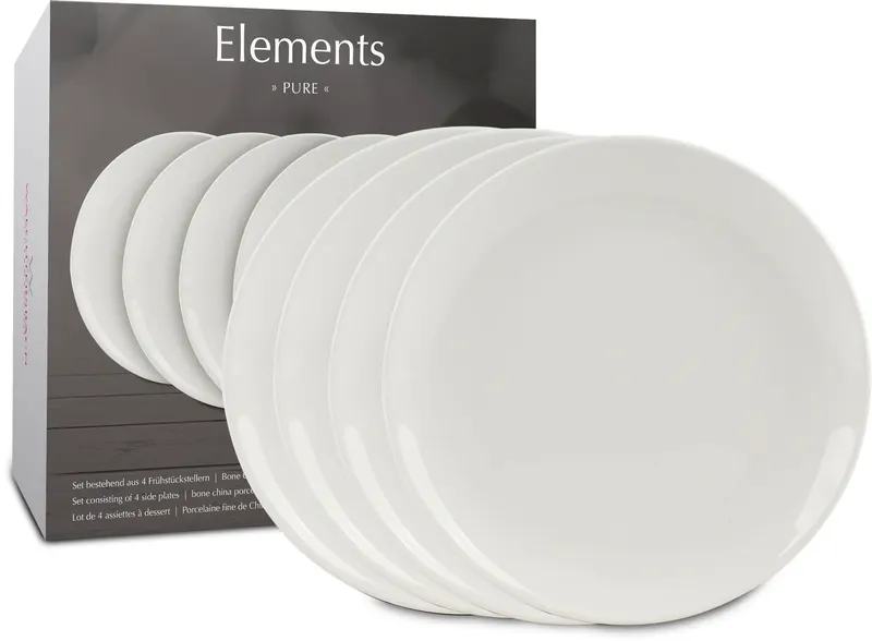 Set of 4 side plates & Gift Box Elements - Pure White